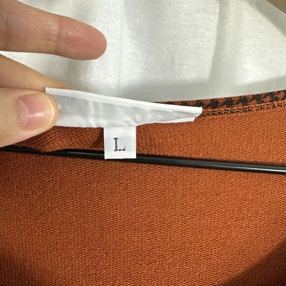 Bryn Walker Damien Long Sleeve Houndstooth Siro Rayon Tunic Top Womens Size L - Picture 11 of 12